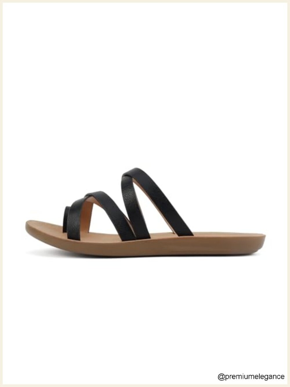 Fashion Comfortable Slip On Flat Cross Bands Toe Ring Platform Sandals
